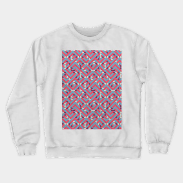 Geometric Labyrinth Red And Blue Crewneck Sweatshirt by Tobe_Fonseca